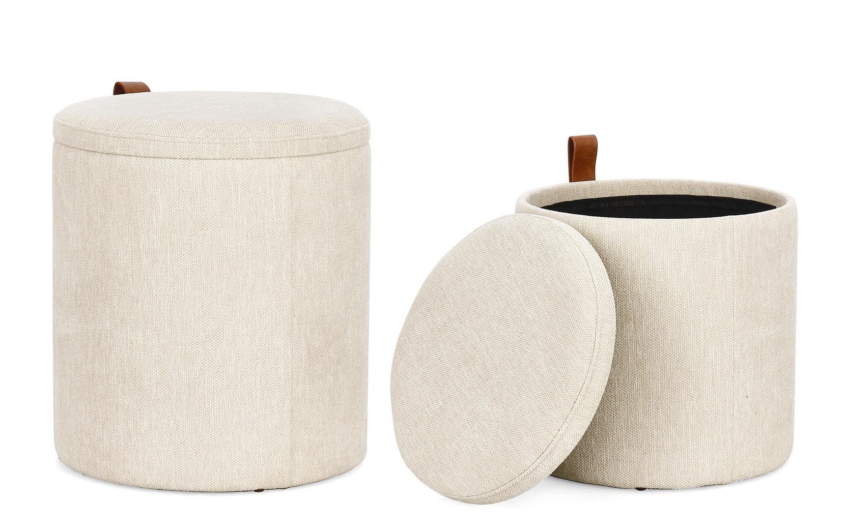 Pouf "Katia" contenitore struttura in MDF rivestimento in poliestere per interno set da 2 in Ottomane e poggiapiedi Decor Space - Altamura, commercioVirtuoso.it