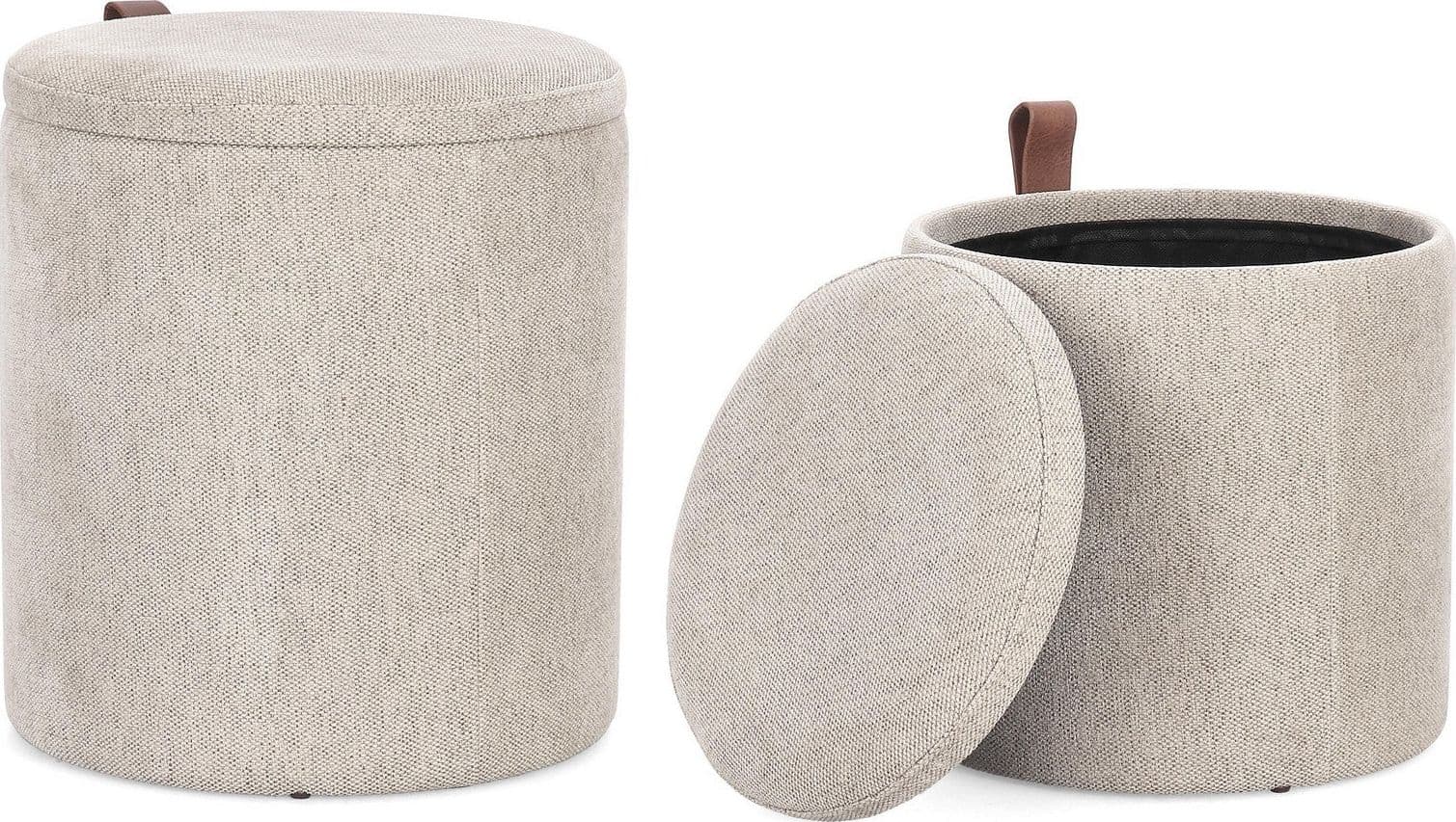 Pouf "Katia" contenitore struttura in MDF rivestimento in poliestere per interno set da 2 in Ottomane e poggiapiedi Decor Space - Altamura, commercioVirtuoso.it