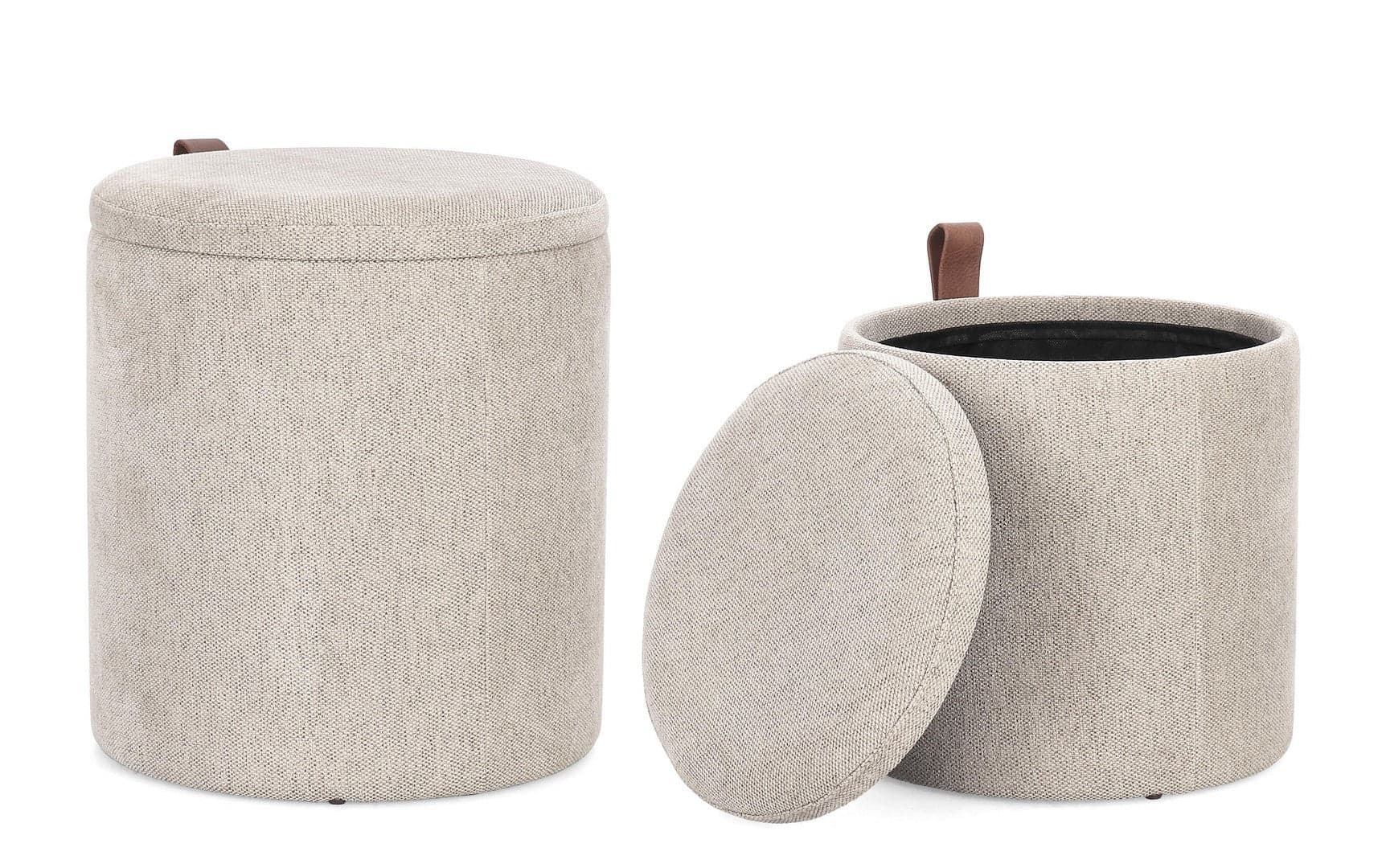 Pouf "Katia" contenitore struttura in MDF rivestimento in poliestere per interno set da 2 in Ottomane e poggiapiedi Decor Space - Altamura, commercioVirtuoso.it