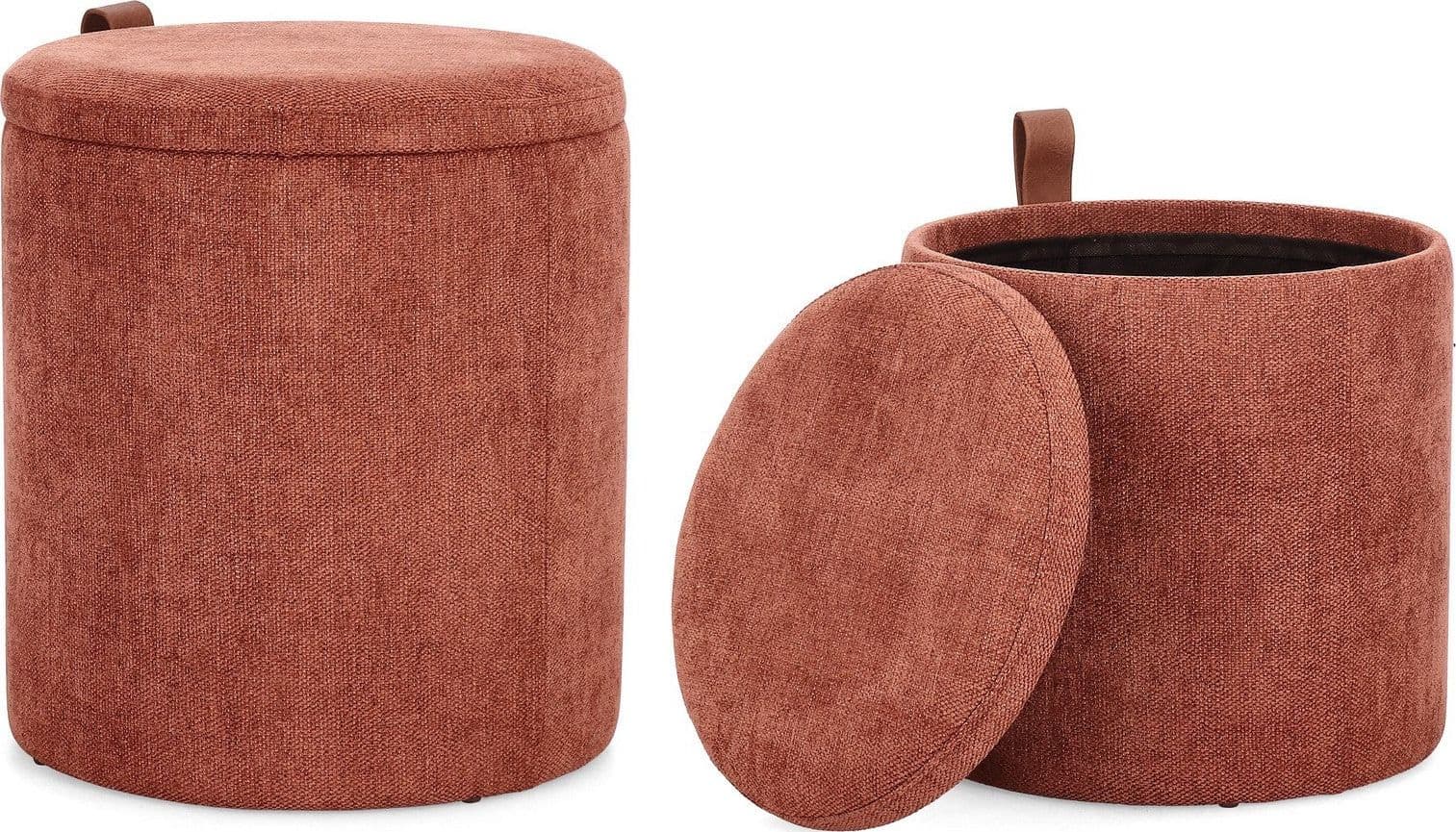 Pouf "Katia" contenitore struttura in MDF rivestimento in poliestere per interno set da 2 in Ottomane e poggiapiedi Decor Space - Altamura, commercioVirtuoso.it