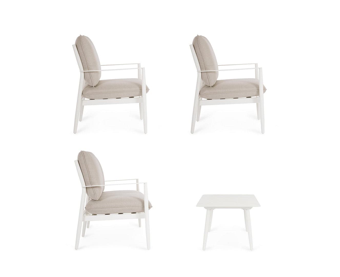 Salotto con poltrone e tavolino "Nebula" struttura in alluminio per veranda e giardino in Set di mobili Decor Space - Altamura, commercioVirtuoso.it