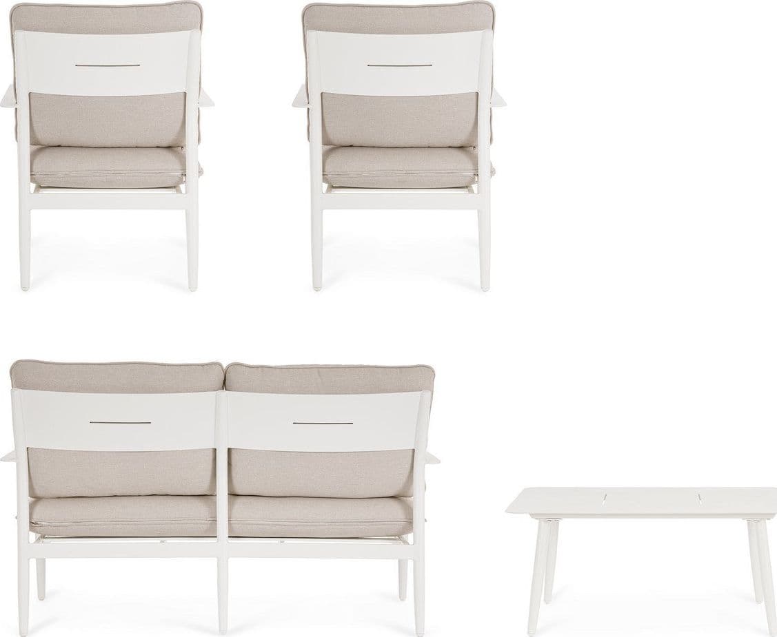 Salotto con poltrone e tavolino "Nebula" struttura in alluminio per veranda e giardino in Set di mobili Decor Space - Altamura, commercioVirtuoso.it