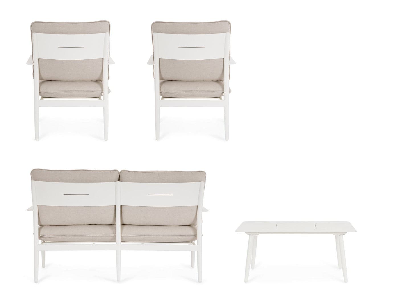 Salotto con poltrone e tavolino "Nebula" struttura in alluminio per veranda e giardino in Set di mobili Decor Space - Altamura, commercioVirtuoso.it