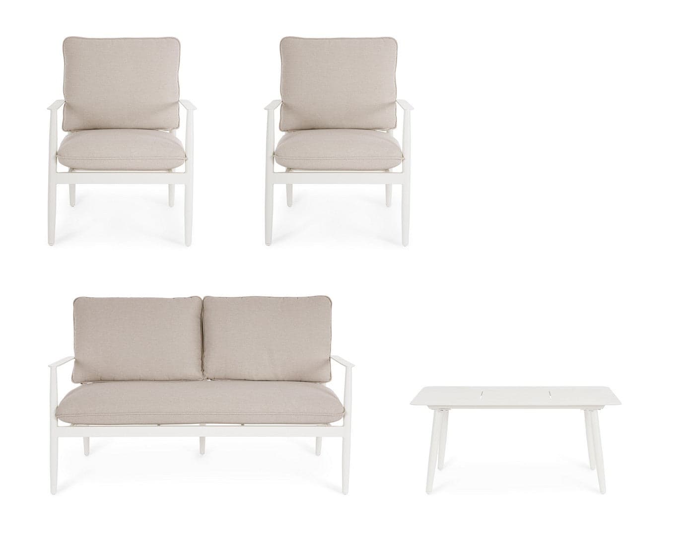 Salotto con poltrone e tavolino "Nebula" struttura in alluminio per veranda e giardino in Set di mobili Decor Space - Altamura, commercioVirtuoso.it