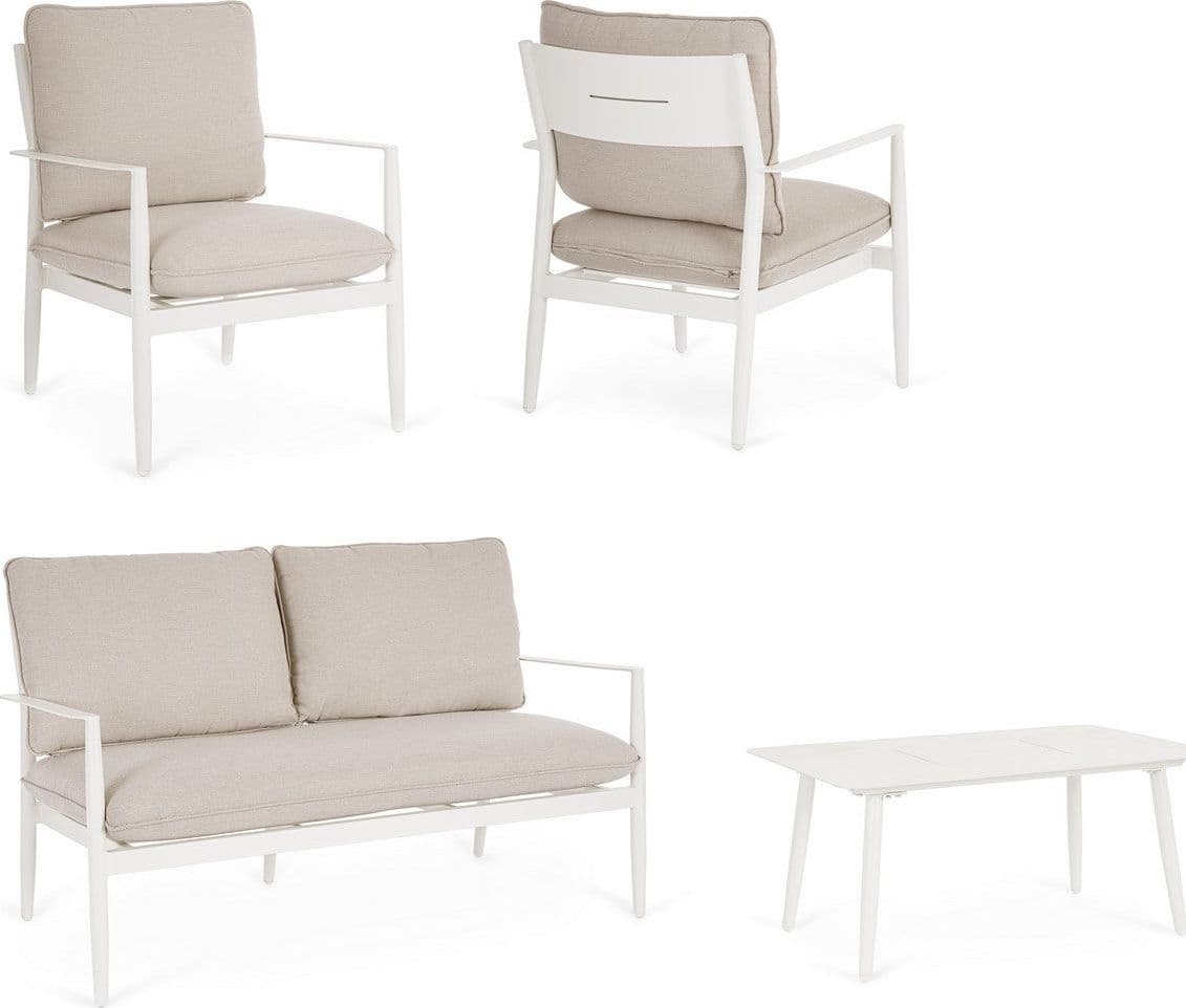 Salotto con poltrone e tavolino "Nebula" struttura in alluminio per veranda e giardino in Set di mobili Decor Space - Altamura, commercioVirtuoso.it