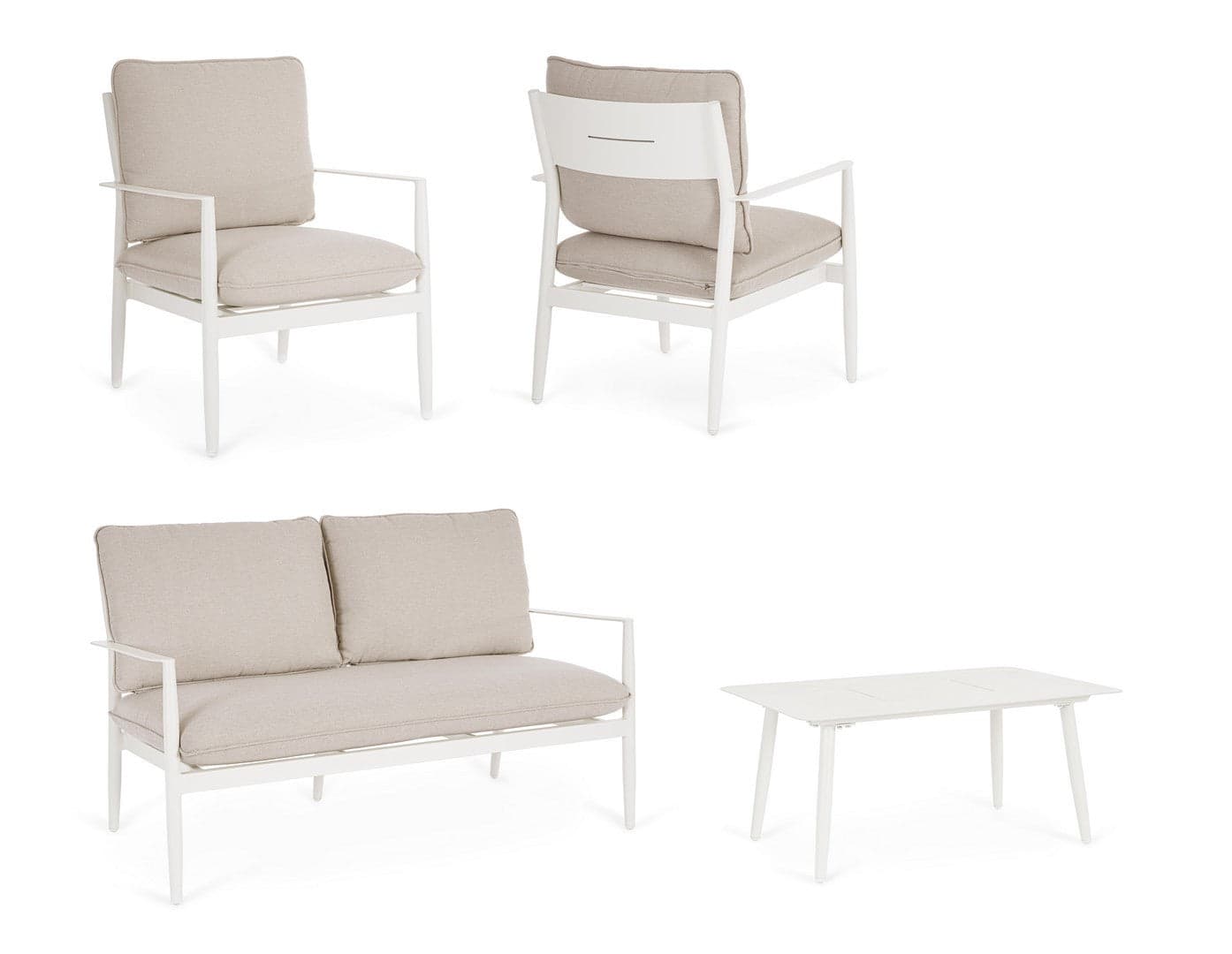 Salotto con poltrone e tavolino "Nebula" struttura in alluminio per veranda e giardino in Set di mobili Decor Space - Altamura, commercioVirtuoso.it