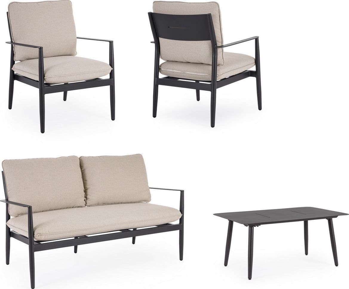 Salotto con poltrone e tavolino "Nebula" struttura in alluminio per veranda e giardino in Set di mobili Decor Space - Altamura, commercioVirtuoso.it
