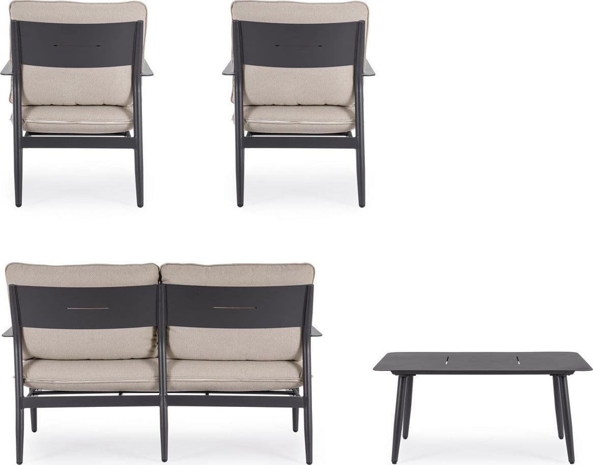 Salotto con poltrone e tavolino "Nebula" struttura in alluminio per veranda e giardino in Set di mobili Decor Space - Altamura, commercioVirtuoso.it