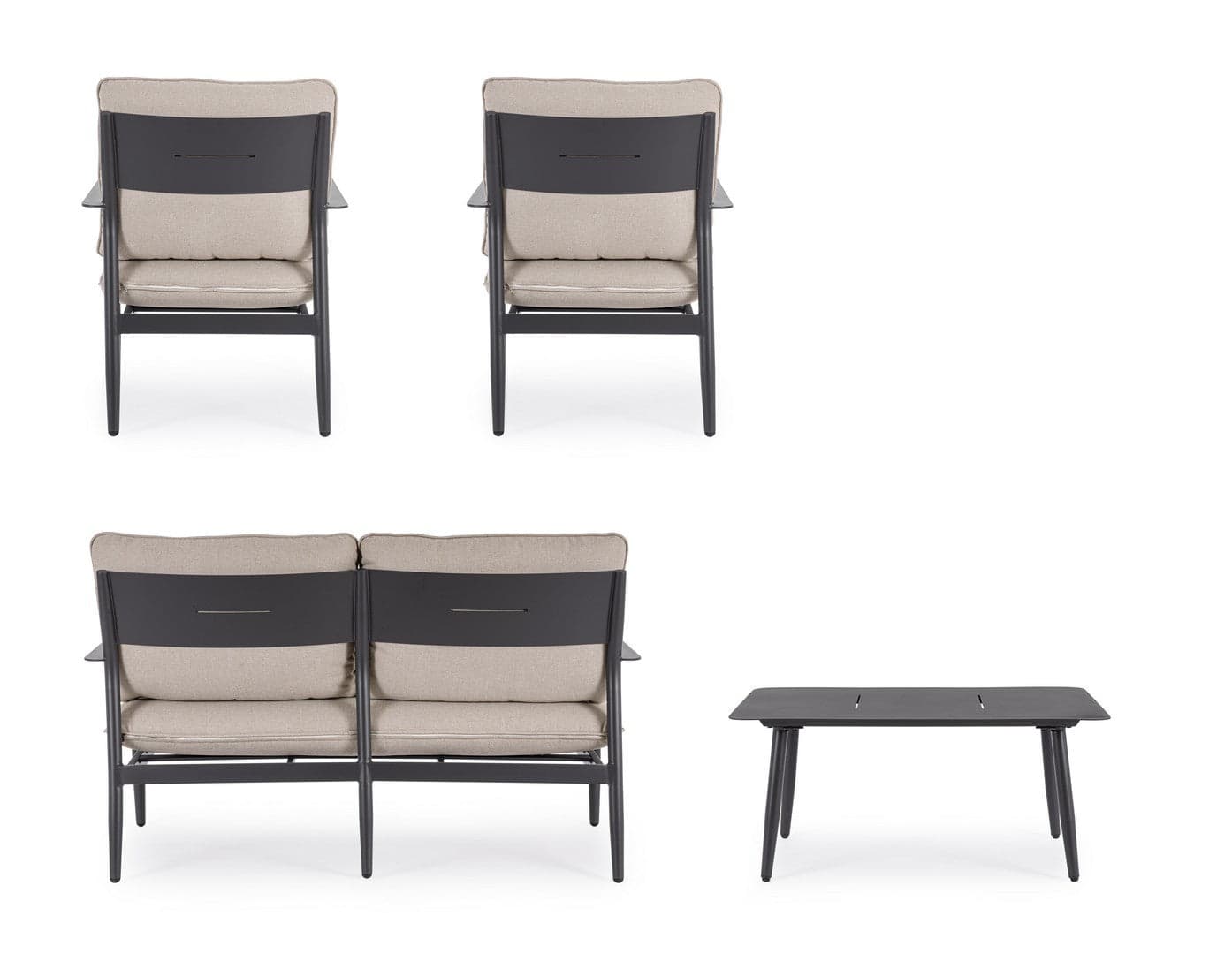 Salotto con poltrone e tavolino "Nebula" struttura in alluminio per veranda e giardino in Set di mobili Decor Space - Altamura, commercioVirtuoso.it