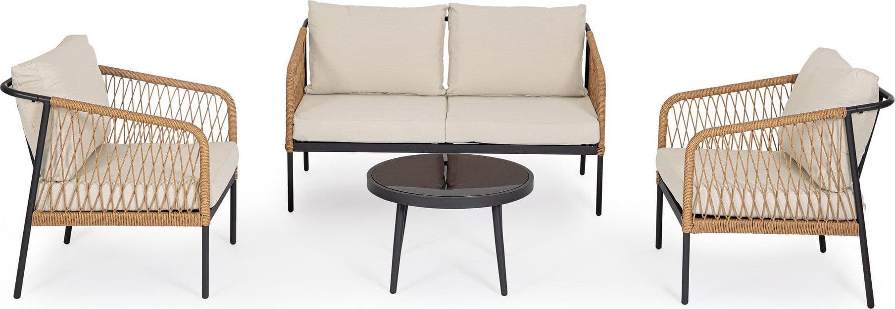 Salotto con poltrone e tavolino "Felipe" struttura in alluminio per veranda e giardino in Set di mobili Decor Space - Altamura, commercioVirtuoso.it