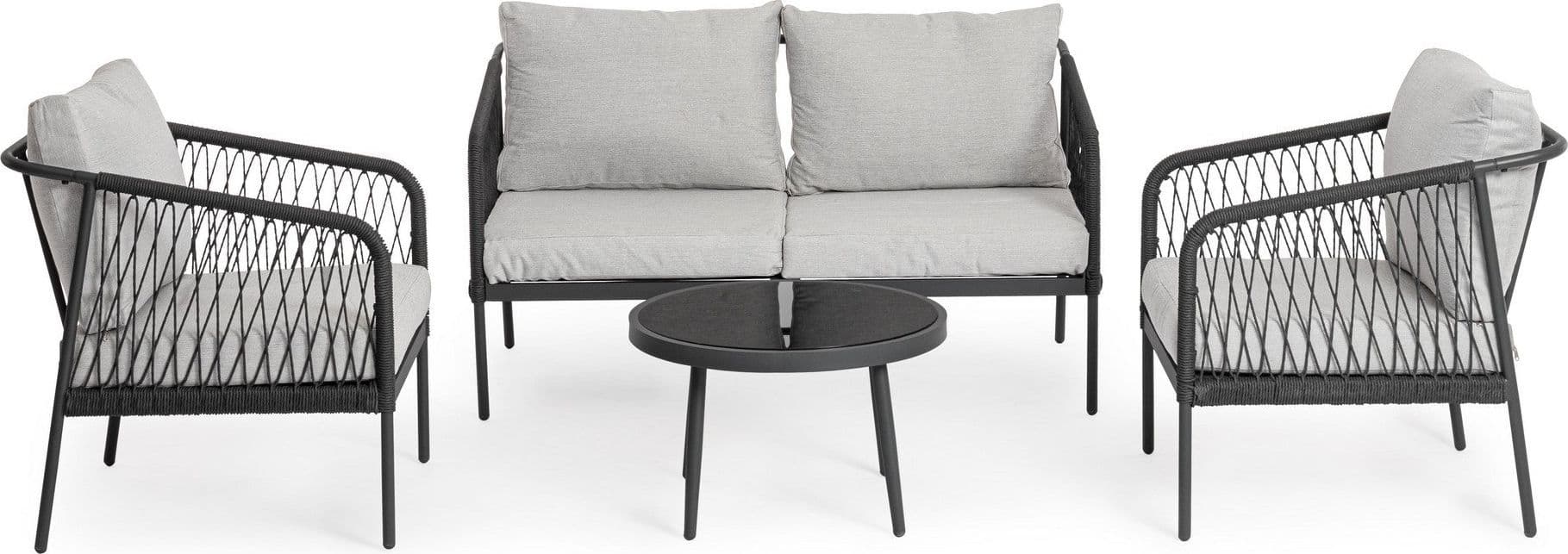 Salotto con poltrone e tavolino "Felipe" struttura in alluminio per veranda e giardino in Set di mobili Decor Space - Altamura, commercioVirtuoso.it