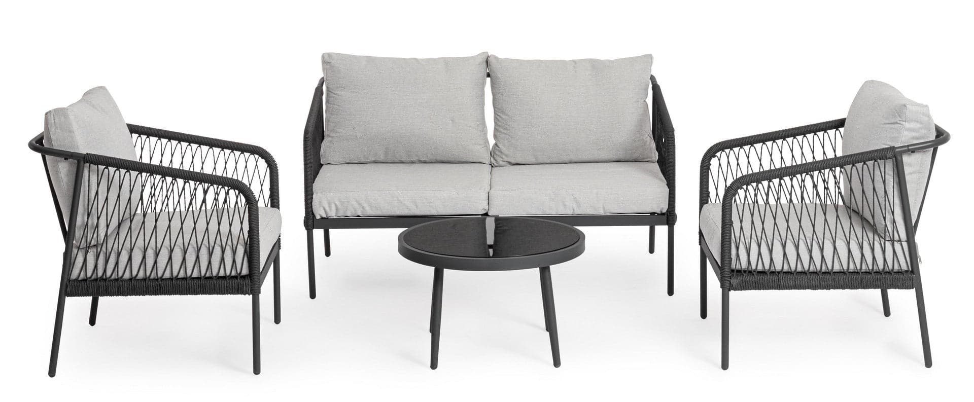 Salotto con poltrone e tavolino "Felipe" struttura in alluminio per veranda e giardino in Set di mobili Decor Space - Altamura, commercioVirtuoso.it