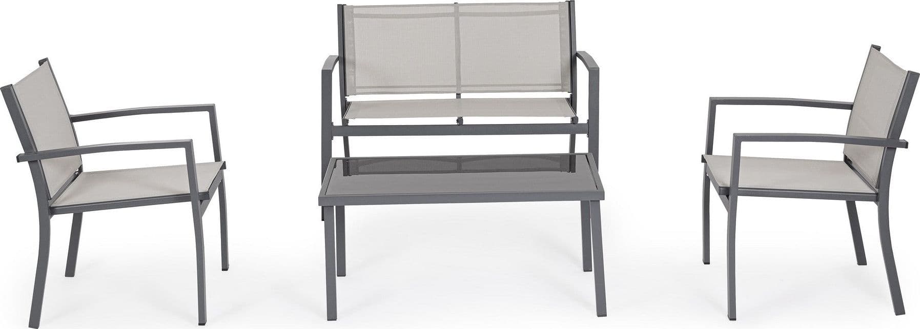 Salotto con poltrone e tavolino "Florida" struttura in acciaio per veranda e giardino in Set di mobili Decor Space - Altamura, commercioVirtuoso.it