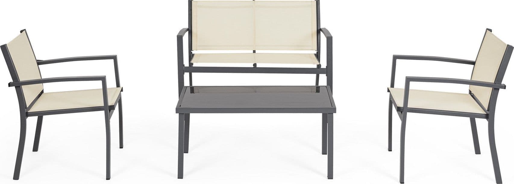 Salotto con poltrone e tavolino "Florida" struttura in acciaio per veranda e giardino in Set di mobili Decor Space - Altamura, commercioVirtuoso.it
