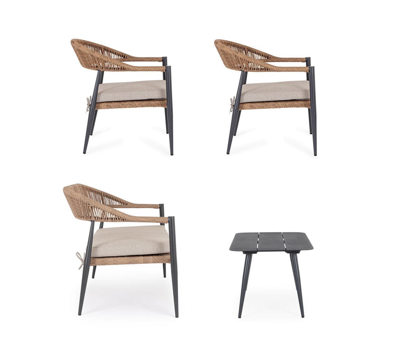 Salotto con poltrone e tavolino "Jandia" struttura in alluminio per veranda e giardino in Set di mobili Decor Space - Altamura, commercioVirtuoso.it