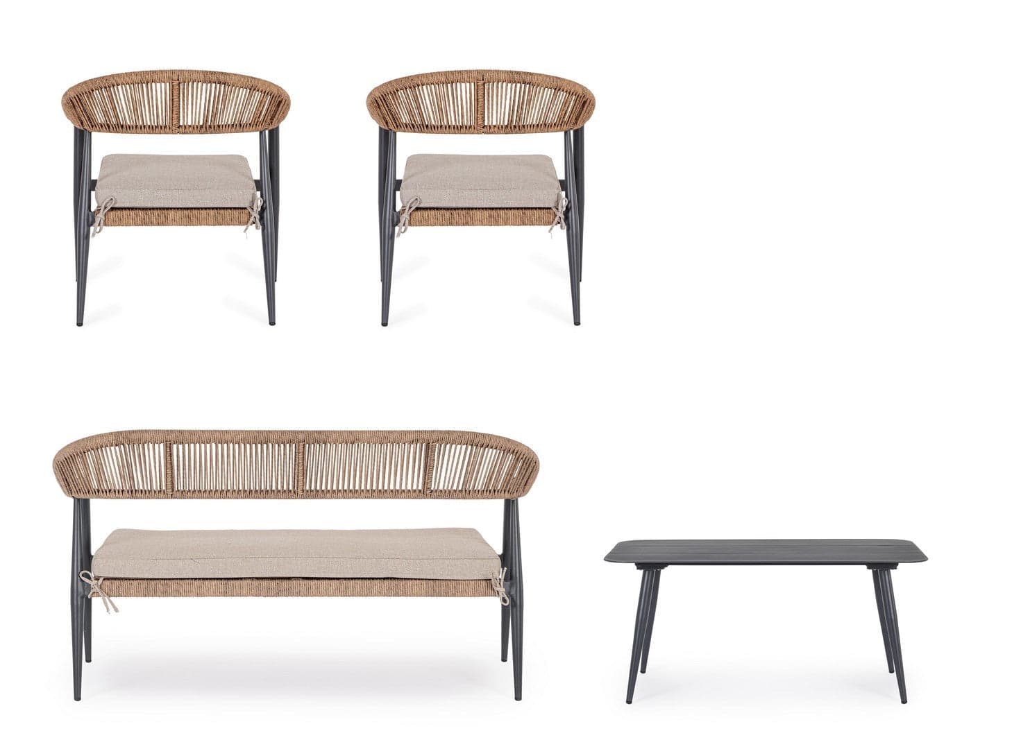Salotto con poltrone e tavolino "Jandia" struttura in alluminio per veranda e giardino in Set di mobili Decor Space - Altamura, commercioVirtuoso.it