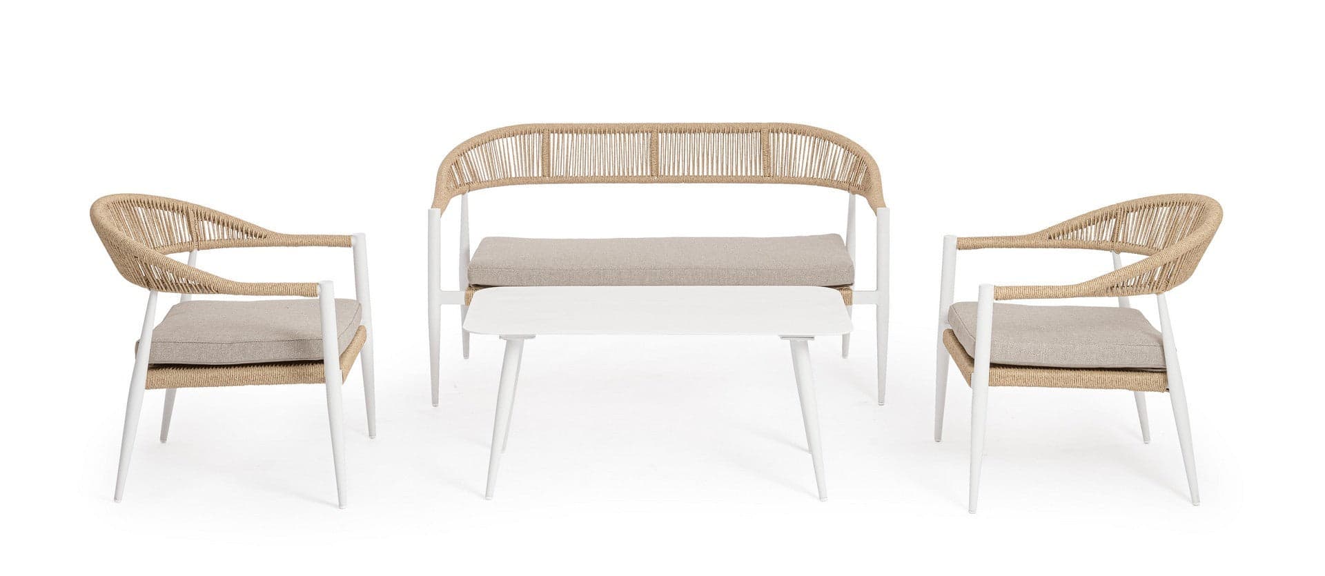Salotto con poltrone e tavolino "Jandia" struttura in alluminio per veranda e giardino in Set di mobili Decor Space - Altamura, commercioVirtuoso.it