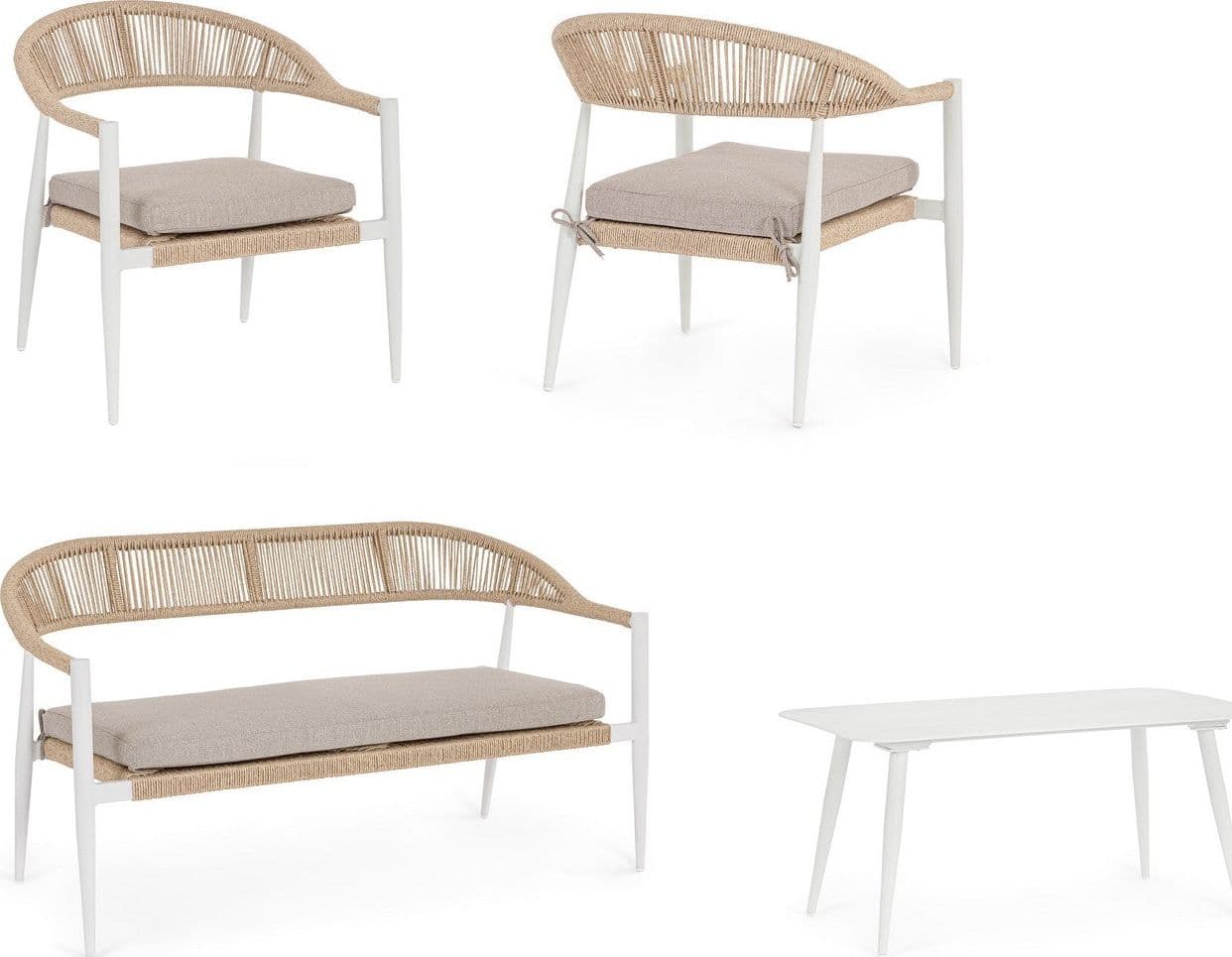 Salotto con poltrone e tavolino "Jandia" struttura in alluminio per veranda e giardino in Set di mobili Decor Space - Altamura, commercioVirtuoso.it