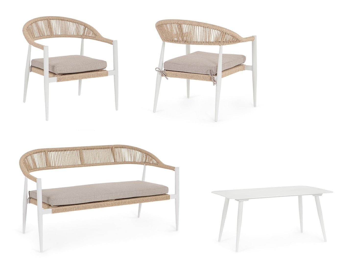 Salotto con poltrone e tavolino "Jandia" struttura in alluminio per veranda e giardino in Set di mobili Decor Space - Altamura, commercioVirtuoso.it