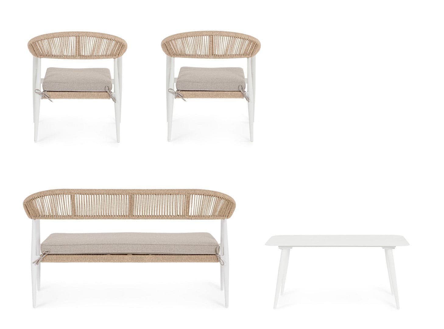 Salotto con poltrone e tavolino "Jandia" struttura in alluminio per veranda e giardino in Set di mobili Decor Space - Altamura, commercioVirtuoso.it