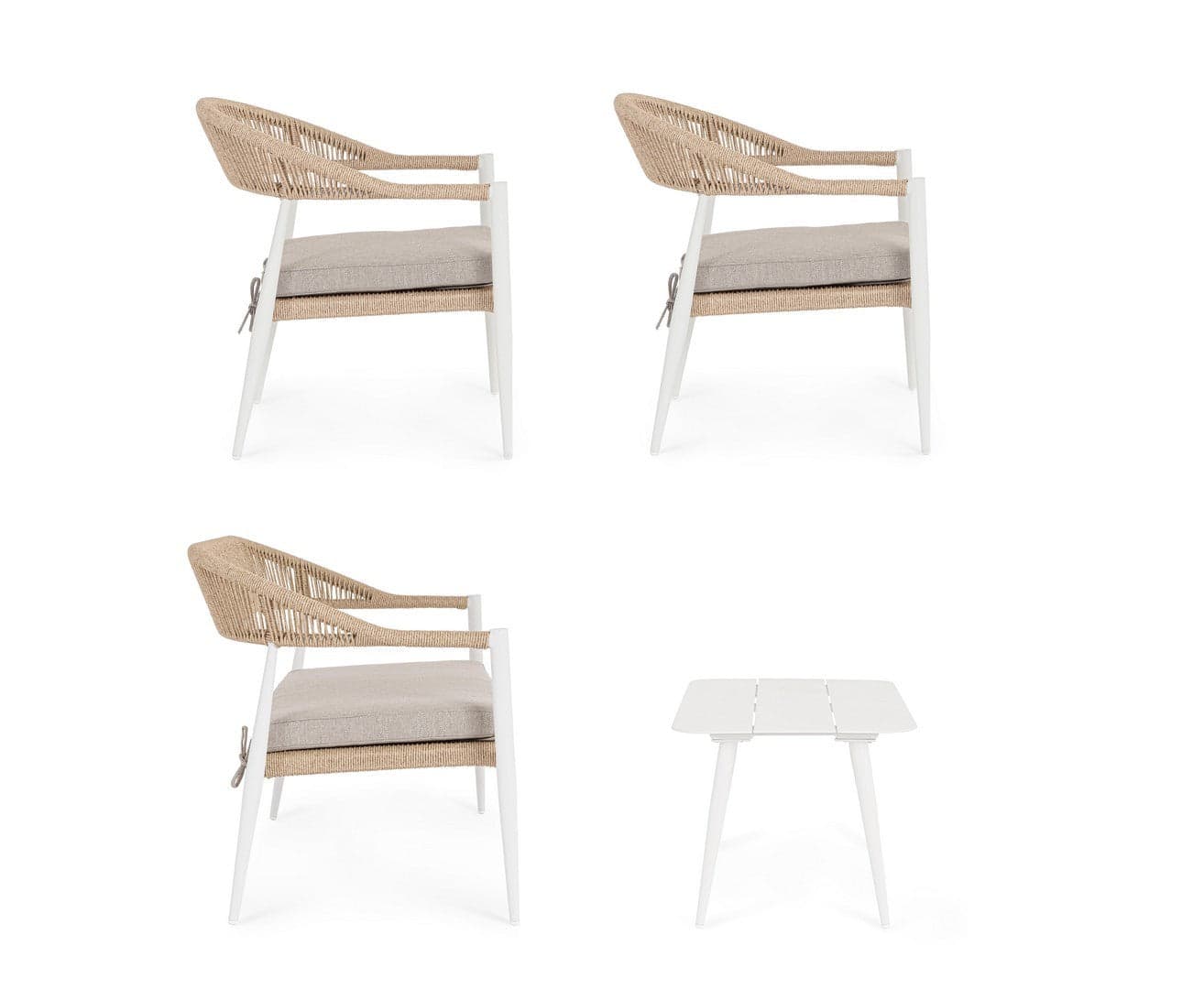 Salotto con poltrone e tavolino "Jandia" struttura in alluminio per veranda e giardino in Set di mobili Decor Space - Altamura, commercioVirtuoso.it