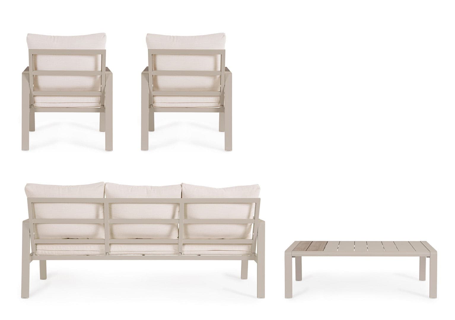 Salotto con poltrone e tavolino "Elna" struttura in alluminio per veranda e giardino in Set di mobili Decor Space - Altamura, commercioVirtuoso.it
