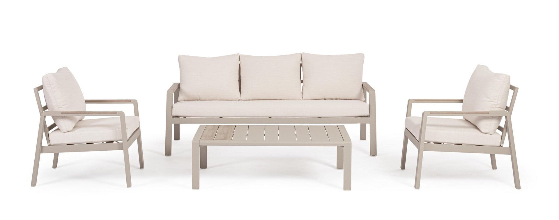 Salotto con poltrone e tavolino "Elna" struttura in alluminio per veranda e giardino in Set di mobili Decor Space - Altamura, commercioVirtuoso.it