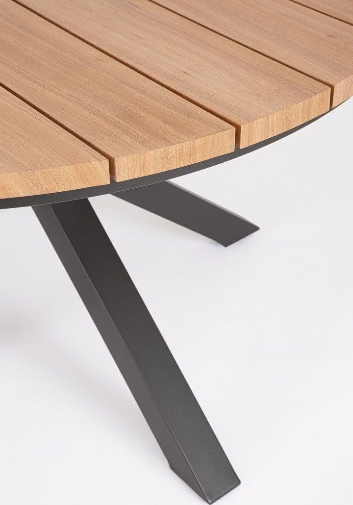 Tavolo "Zelmar" struttura in alluminio verniciato a polvere piano effetto legno per arredo casa in Tavoli da sala da pranzo Decor Space - Altamura, commercioVirtuoso.it