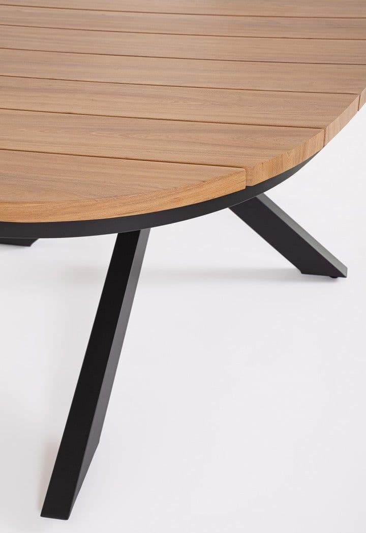Tavolo "Zelmar" struttura in alluminio verniciato a polvere piano effetto legno per arredo casa in Tavoli da sala da pranzo Decor Space - Altamura, commercioVirtuoso.it