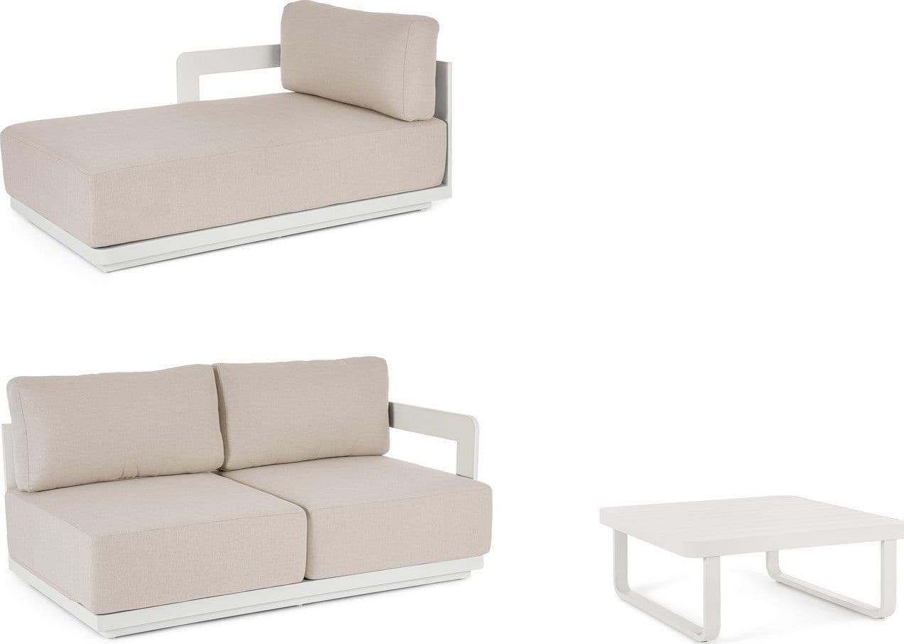 Salotto con poltrone e tavolino "Mariel" struttura in alluminio per veranda e giardino in Set di mobili Decor Space - Altamura, commercioVirtuoso.it