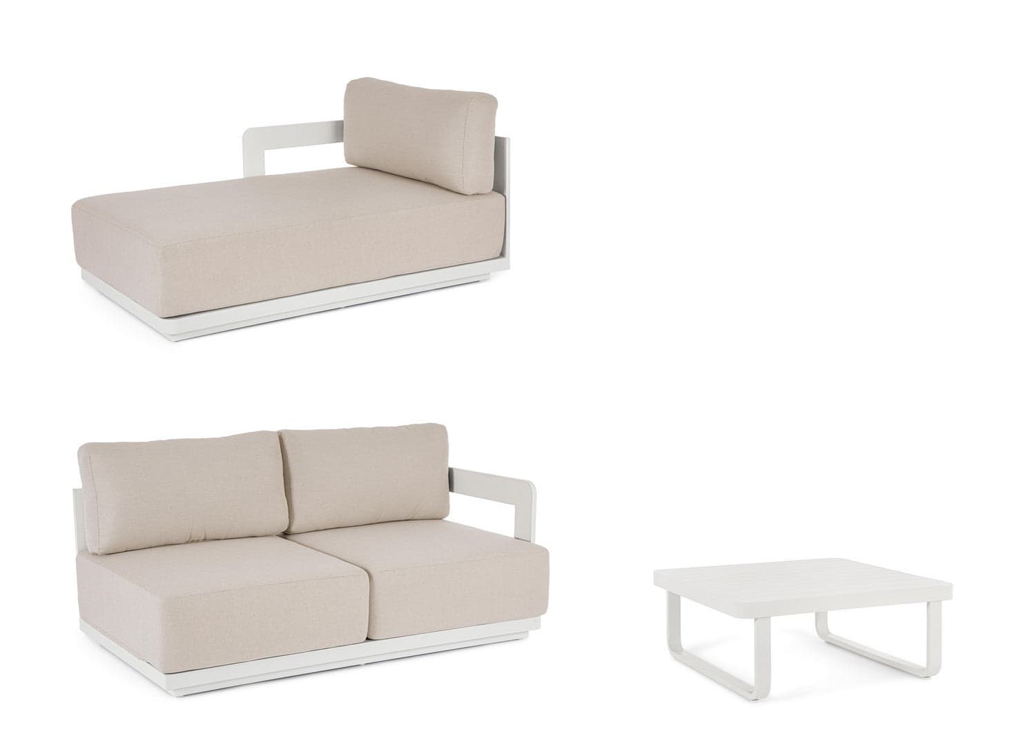 Salotto con poltrone e tavolino "Mariel" struttura in alluminio per veranda e giardino in Set di mobili Decor Space - Altamura, commercioVirtuoso.it