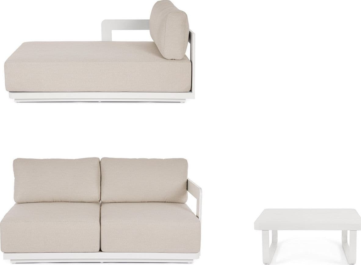Salotto con poltrone e tavolino "Mariel" struttura in alluminio per veranda e giardino in Set di mobili Decor Space - Altamura, commercioVirtuoso.it