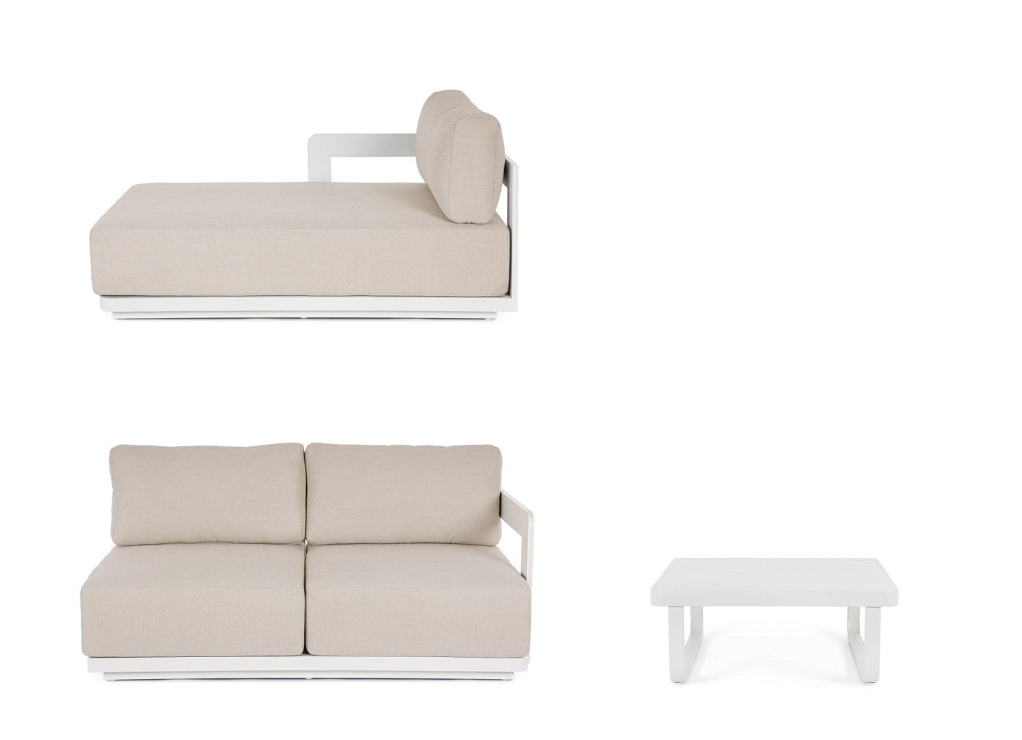 Salotto con poltrone e tavolino "Mariel" struttura in alluminio per veranda e giardino in Set di mobili Decor Space - Altamura, commercioVirtuoso.it
