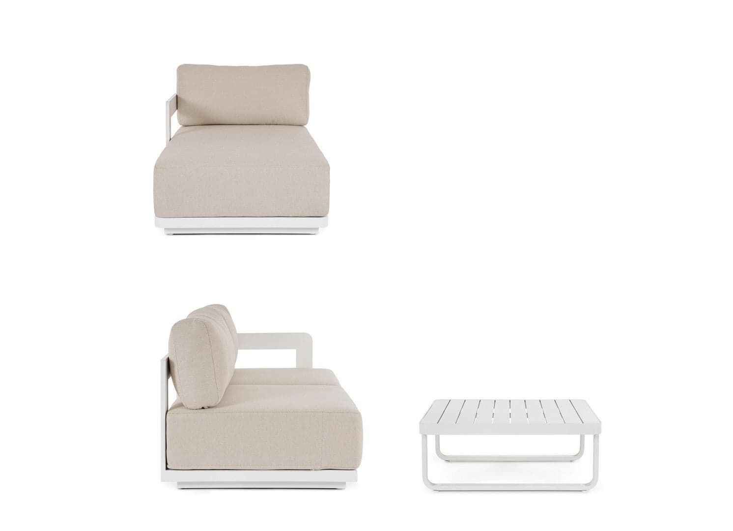 Salotto con poltrone e tavolino "Mariel" struttura in alluminio per veranda e giardino in Set di mobili Decor Space - Altamura, commercioVirtuoso.it
