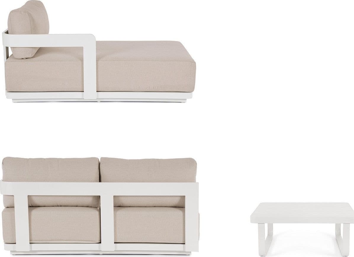 Salotto con poltrone e tavolino "Mariel" struttura in alluminio per veranda e giardino in Set di mobili Decor Space - Altamura, commercioVirtuoso.it