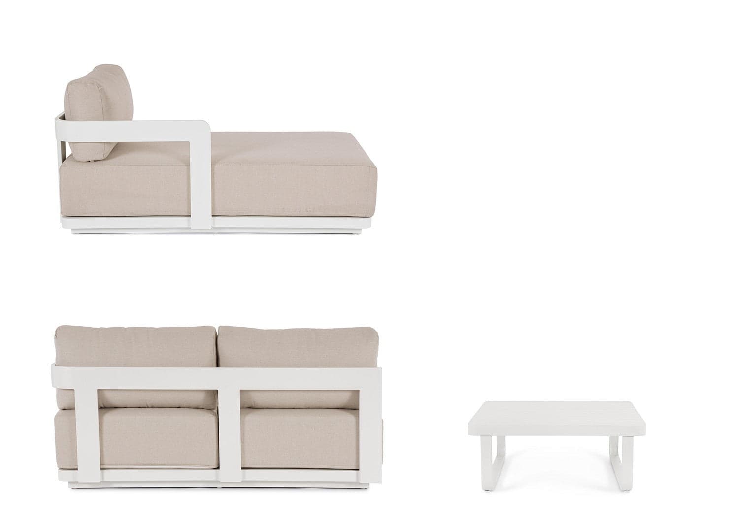 Salotto con poltrone e tavolino "Mariel" struttura in alluminio per veranda e giardino in Set di mobili Decor Space - Altamura, commercioVirtuoso.it