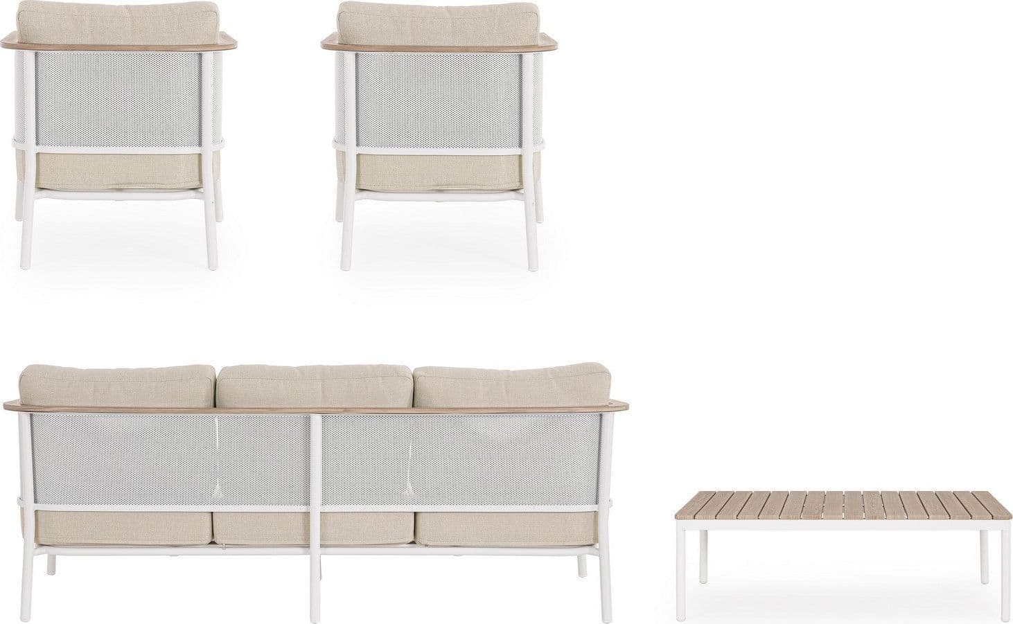 Salotto con poltrone e tavolino "Ulises" struttura in alluminio per veranda e giardino in Set di mobili Decor Space - Altamura, commercioVirtuoso.it
