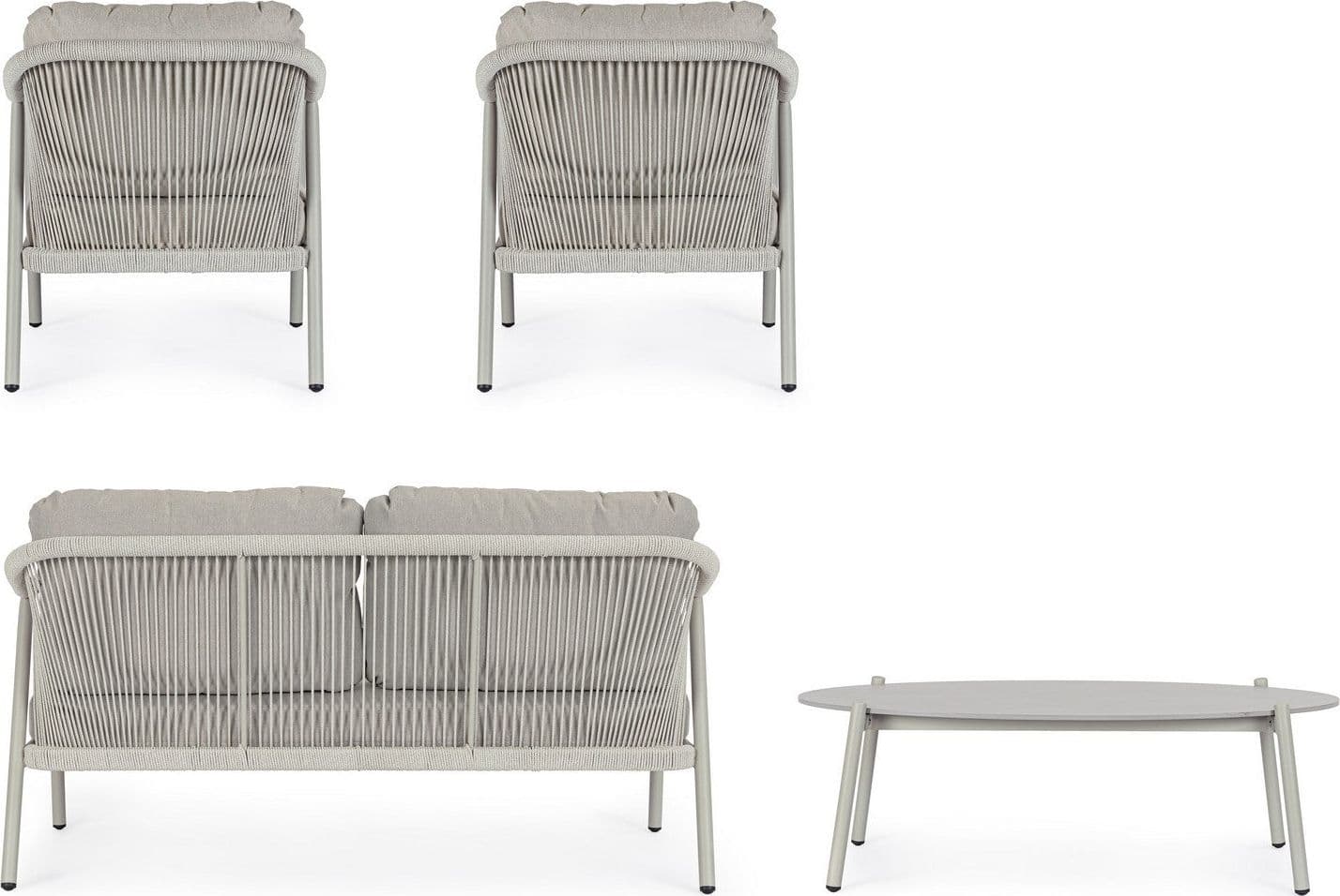 Salotto con poltrone e tavolino "Miravet" struttura in alluminio per veranda e giardino in Set di mobili Decor Space - Altamura, commercioVirtuoso.it