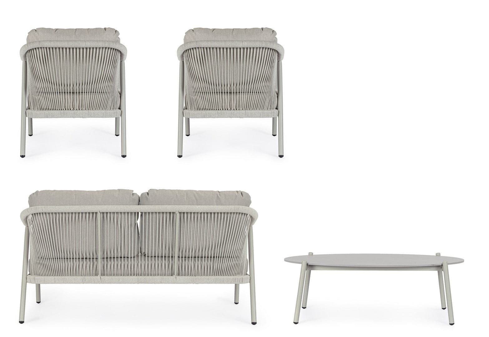 Salotto con poltrone e tavolino "Miravet" struttura in alluminio per veranda e giardino in Set di mobili Decor Space - Altamura, commercioVirtuoso.it