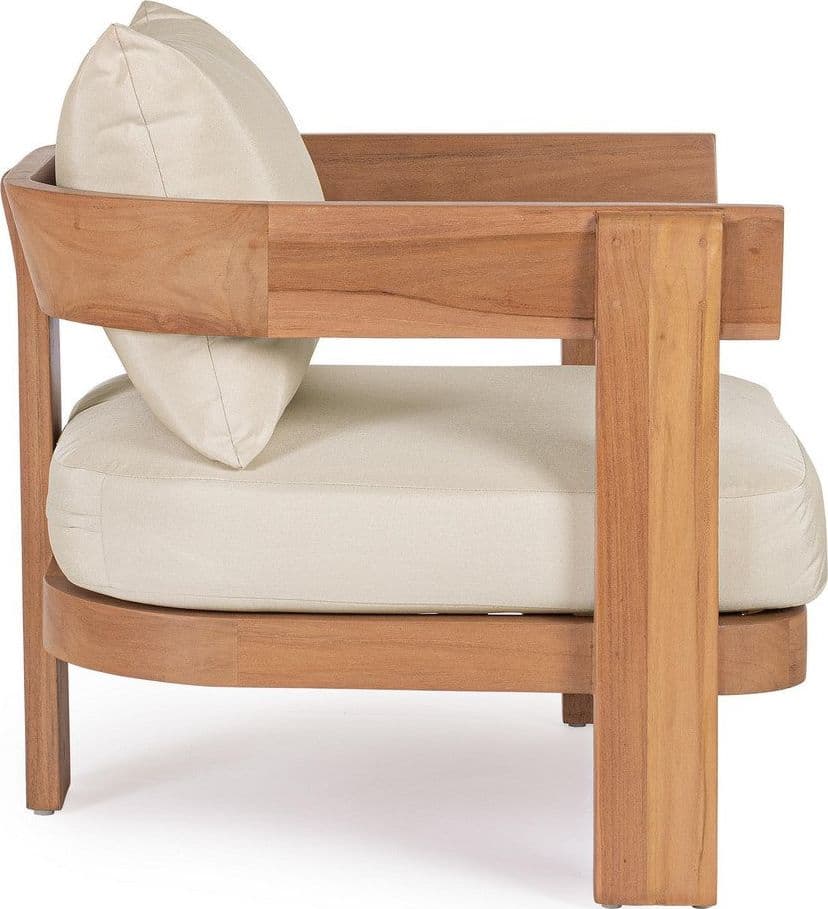 Poltrona "Evora" struttura in teak con cuscini da giardino e veranda in Sedie per tavolo da giardino Decor Space - Altamura, commercioVirtuoso.it