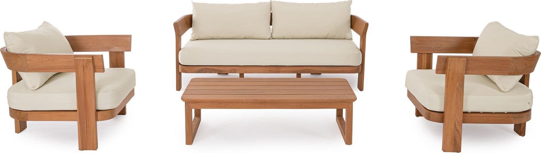 Poltrona "Evora" struttura in teak con cuscini da giardino e veranda in Sedie per tavolo da giardino Decor Space - Altamura, commercioVirtuoso.it
