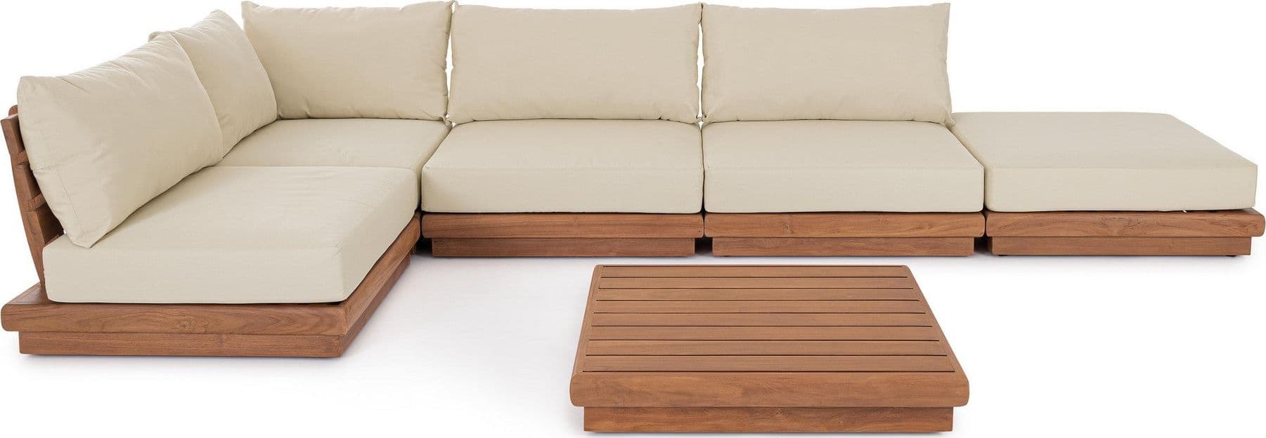 Poltrona "Delgada" struttura in teak con cuscini da giardino e veranda in Set di mobili Decor Space - Altamura, commercioVirtuoso.it