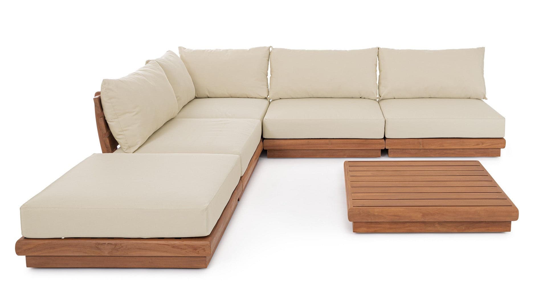 Poltrona "Delgada" struttura in teak con cuscino da giardino e veranda in Set di mobili Decor Space - Altamura, commercioVirtuoso.it