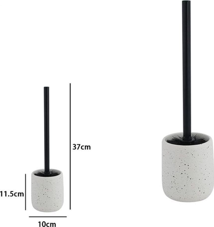 PORTA SCOPINO CON SCOPETTINO NERO WC BAGNO CERAMICA BIANCO EFFETTO PIETRA GRANITO 87808 - 2