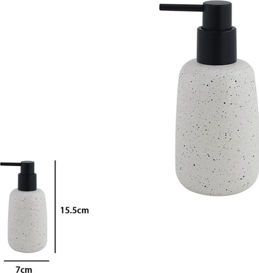DISPENSER PORTA SAPONE LIQUIDO IN CERAMICA BIANCO EFFETTO PIETRA GRANITO BAGNO 87805 - 2