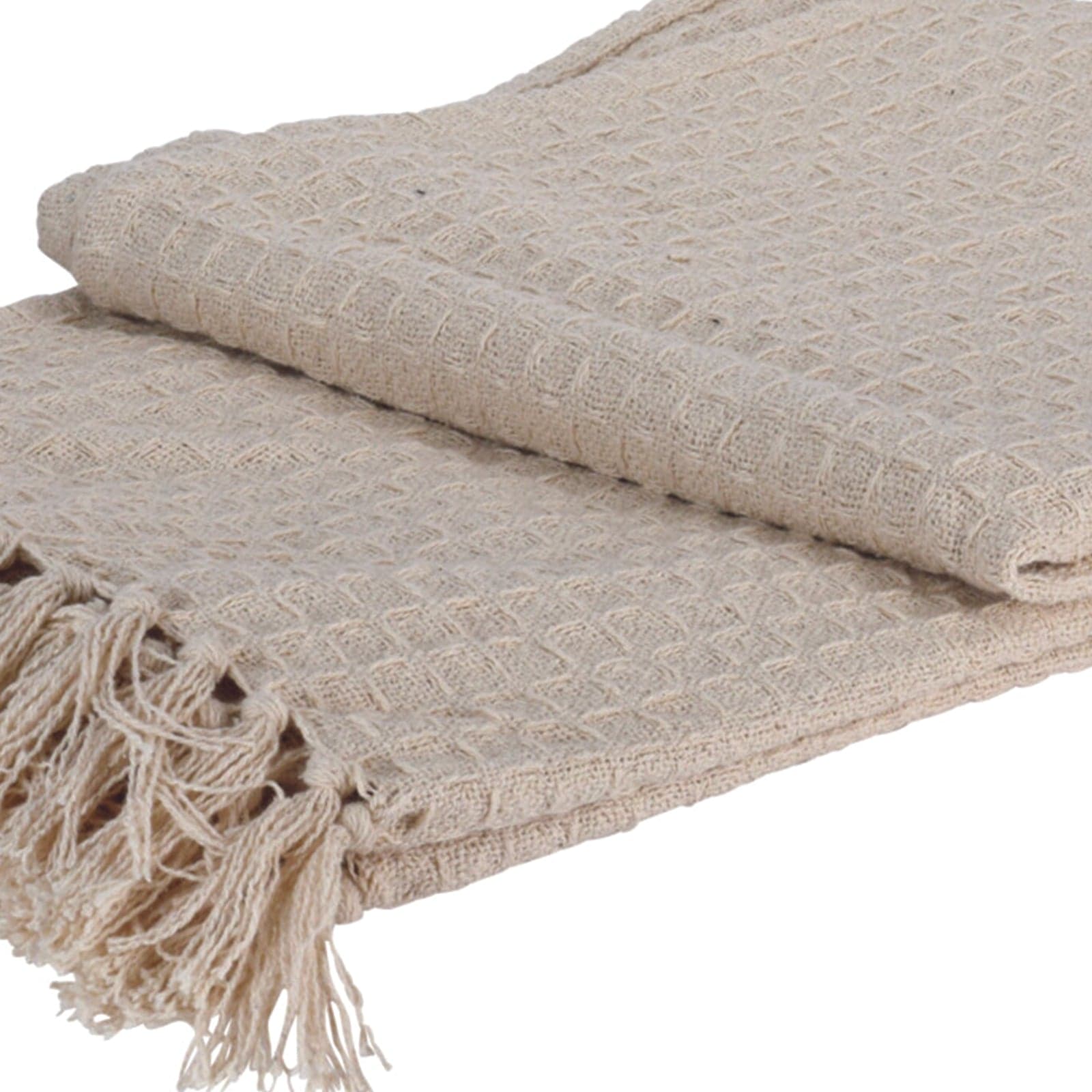 Coperta decorativa morbida con frange in cotone per letto e divano leggera 170 cm in Plaid Decor Space - Altamura, commercioVirtuoso.it