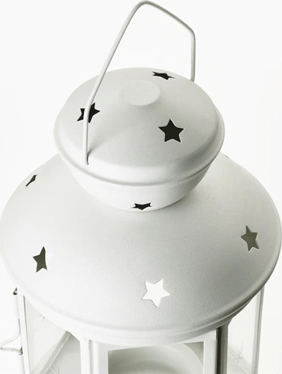 LANTERNA PORTA TEALIGHT 21 CM BEIGE IN METALLO E VETRO PORTACANDELE BOMBONIERE