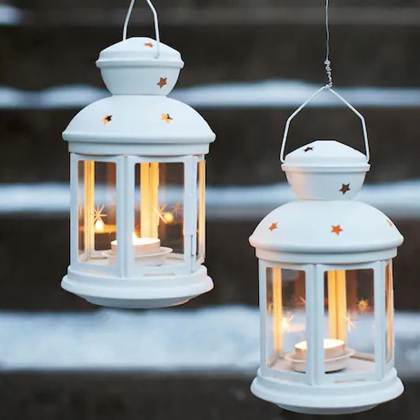 LANTERNA PORTA TEALIGHT 21 CM BEIGE IN METALLO E VETRO PORTACANDELE BOMBONIERE