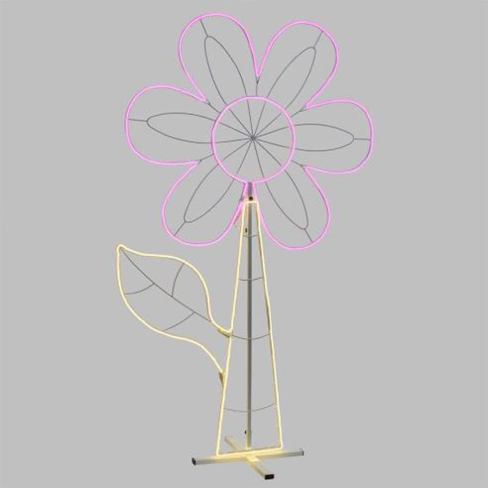 FIORE LUCE LED NEON H 120 CM BIFACCIALE LAMPADA DECORAZIONE GIARDINO GIARDINI LAMPADE