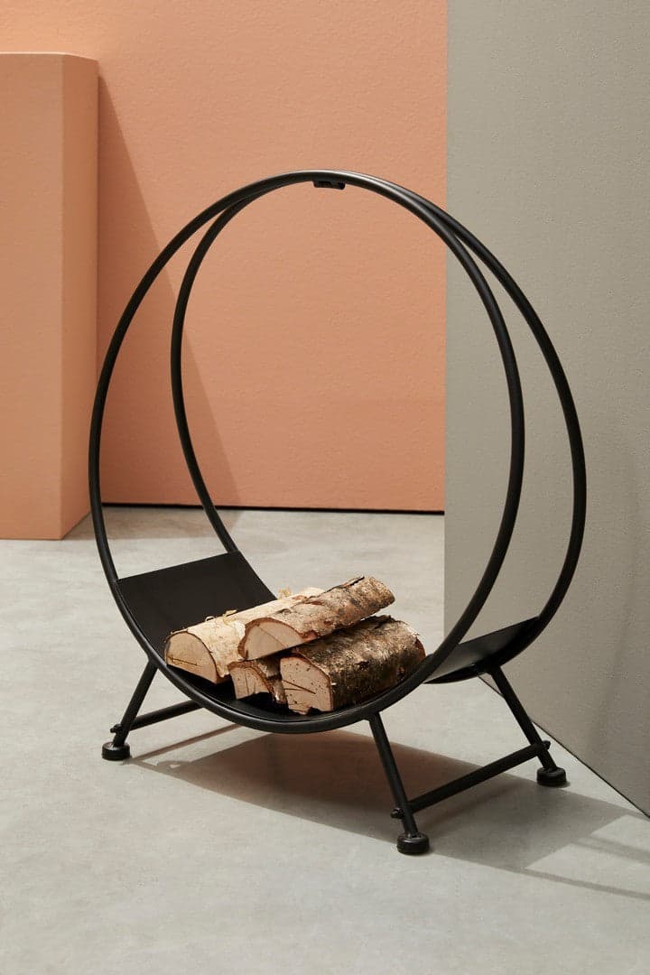 Portalegno "Efesto" in acciaio verniciato, resistente alle alte temperature, per esterno in Bracieri Decor Space - Altamura, commercioVirtuoso.it